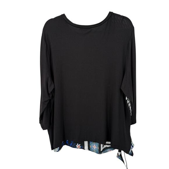 Chicos 4 Tie Front Silky T-shirt Top size XXL Bold Floral 3/4 Sleeve Artsy Boxy - Picture 2 of 7